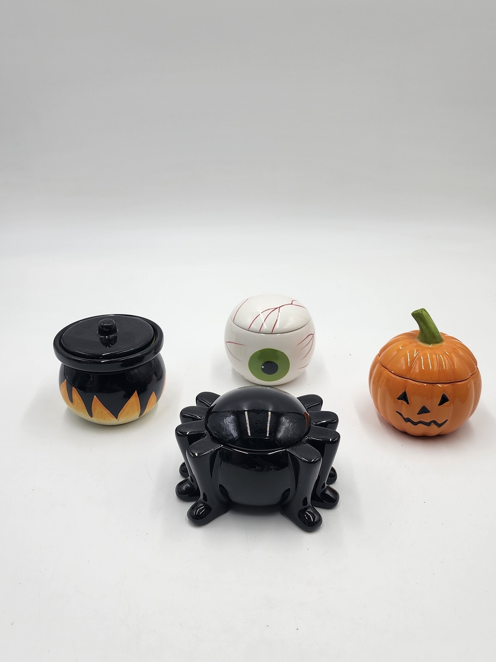 Halloween Ceramic Candle holder. Set - Black, White, Orange